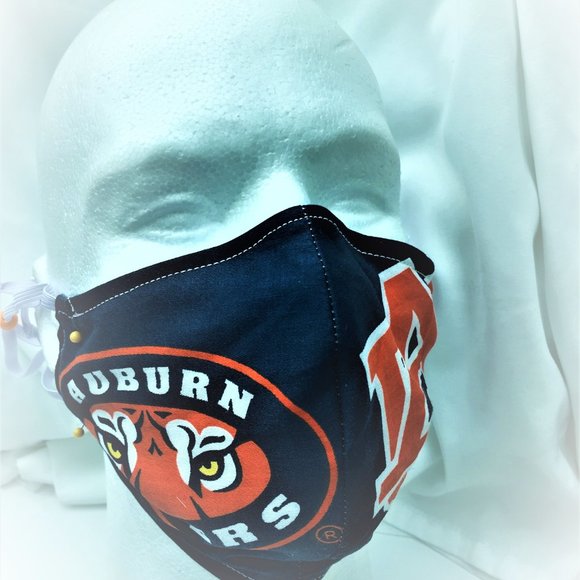 Auburn Tigers Face Mask New Reversible Blue Plaid - Picture 4 of 15